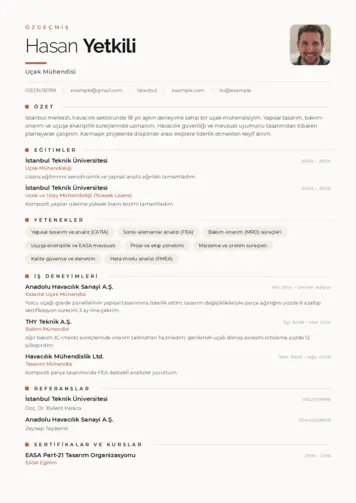 Havacılık Ve Uzay Uçak Mühendisi Cv Örnekleri cv indir